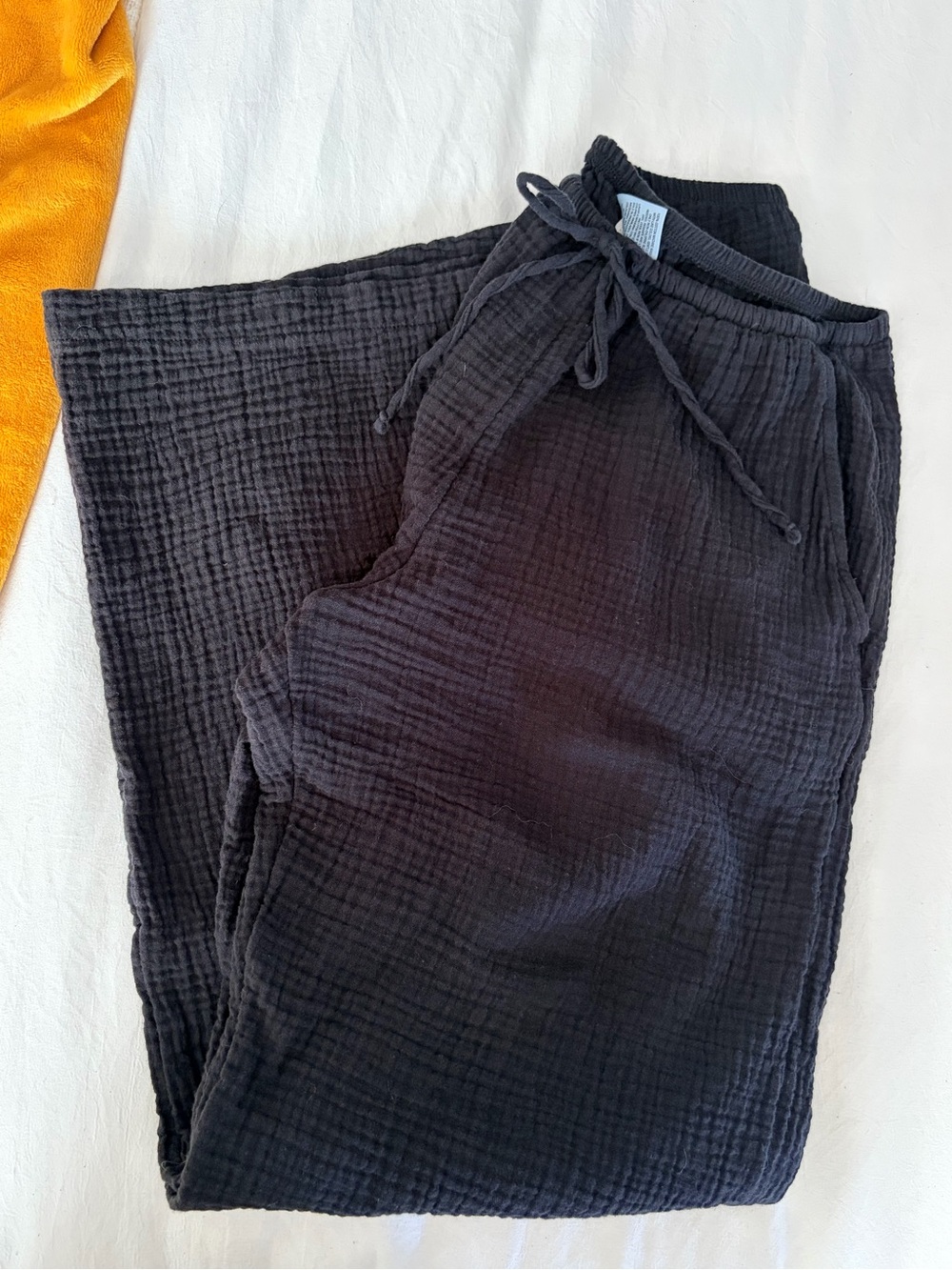 Shade & Shore Black Gauze Drawstring Joggers